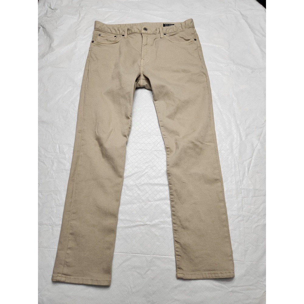 Bonobos Jeans Mens 34x30 Beige Slim Straight Stretch Denim Pants 5 Pocket Casual